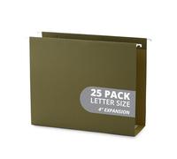 Blue Summit Supplies Extra Capacity Hanging File Folders, 25 Reinforced Hang Folders, Heavy Duty 4'' Expansion, Letter Size, Designed for Bulky Files and Charts, Letter Size, Standard Green, 25 Pack