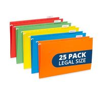 Blue Summit Supplies Hanging File Folders, 25 Reinforced Hang Folders, Designed for Home and Office Color Coded File Organization, Legal Size, Assorted Colors, 25 Pack