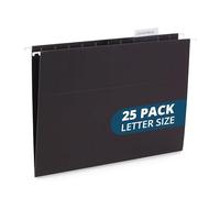 Blue Summit Supplies Hanging File Folders, 25 Reinforced Hang Folders, Designed for Home and Office Color Coded File Organization, Letter Size, Black, 25 Pack