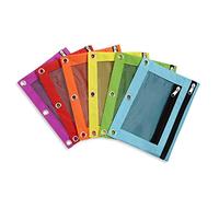 Blue Summit Supplies Pencil Pouches, Bulk Pencil Pouch 6 Pack in Assorted Colors for Storing School Supplies, Writing Utensils, and More, Cloth Zipper Pouches for 3 Ring Binders, 6 Count