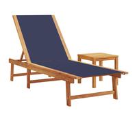 (blue, sun lounger + table) vidaXL Sun Lounger Bed Outdoor Garden Recliner Solid Acacia Wood and Textilene