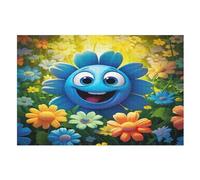 Blue Sunflower Puzzles 1000 Pieces Wooden Jigsaw Puzzle for Adults Brain Exercise Challenge Game Gift for Kids Children Jigsaws （75×50cm）