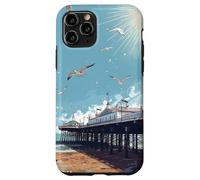 Blue Sunny Skies Scene Seagulls Over Pier Landscape Case for iPhone 11 Pro
