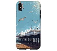 Blue Sunny Skies Scene Seagulls Over Pier Landscape Case for iPhone XS Max