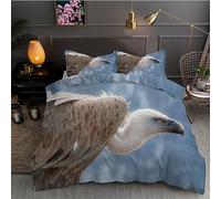 blue Super King Duvet Cover Vulture Print Bedding for Super King Bed Bedroom Decoration Quilt Cover and 2 Pillowcases 50x75cm, Fluffy Soft 110gsm Brushed Microfiber, with Zipper Closure