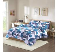 (Blue, Super King) Elegant Printed Scott Geometric Duvet Set