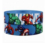 Blue Superhero Print Ribbon 22mm x 2m Gift Wrap & Birthday Cake Decoration | Sold in 2 metre lengths, ideal for birthday gifts, cakes, party decorations, bows, gift bags and crafts