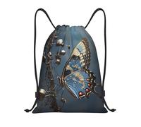 Blue Swallowtail Butterfly String Bags Sport Sack Waterproof Portable String Backpack For Hiking Yoga Swim 36X42Cm
