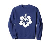 Blue Sweater with Tropical Flower Hibiscus Sweatshirt