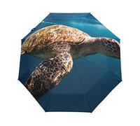Blue Swim Sea Turtle Automatic Foldable Umbrella UV Protection Auto Open Close Folding Sun Blocking Umbrellas for Travel Women Boys Girls