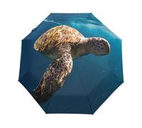 Blue Swim Sea Turtle Automatic Umbrella Windproof Foldable Umbrells Auto Open Close for Girls Boys Women
