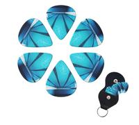 Blue Swimming Pool Guitar Picks 6 Pack 3 Different Thickness Celluloid Guitar Plectrums with Guitar Pick Holder Personalized Guitar Pick for Acoustic Guitar, Electric Guitar, Bass, Ukulele