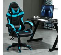 (BLUE) Swivel Gaming Chair Faux Leather Desk Tilt Chair A