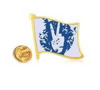 Blue Symbol Victory Design Illustration Pattern Golden Metal Flag Lapel Pin Badge