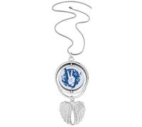 Blue Symbol Victory Design Illustration Pattern Pendant Angel Wings Rotating Necklace Jewelry