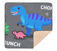 Blue T - Rex "Crunch" Design Cute Foldable Baby Gym & Activity Mat for Floor Lightweight Tummy Time Mat for Newborns Babies Infants Toddlers, 50'' x 50''