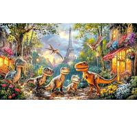 Blue-T-Rex-roaring-through-broken-wall 1000Pc Jigsaw Puzzles for Adults and Kids Age 12 Years + Impossible Hard Difficult Great Gift Idea Recycled Paper 38x52/1000pcs