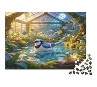 Blue Tail Bird Jigsaw Puzzle for Adults 1000 Piece Jigsaw Puzzle Paper Material Greenhouse Garden Scene Relaxing Focus Gift 38x26cm/1000pcs