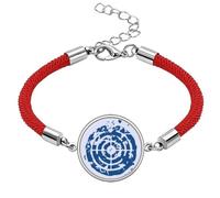 Blue Target Design Round Illustration Pattern Lucky Red String Bracelet Rope Bracelet Handmade