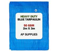 Blue Tarpaulin Cover - 50gsm Thick Waterproof, Weatherproof, Frost-Resistant, UV Protection, Universal, Multipurpose, Groundsheet, Camping, Boating, Hiking Heavy Duty Sheet (2m X 3m)