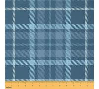 Blue Tartan Fabric by The Yard, Scottish Plaid Upholstery Fabric, Geometric Check Grid Lattice Stripe Decorative Fabric, Cross Line Indoor Outdoor Fabric, DIY Art Waterproof Fabric, 2 Yards