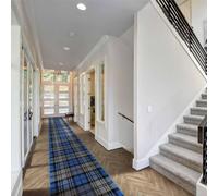 runrug Hallway Runner Rug - Soft Hall Carpet Runner, Kitchen Rug Runner - Stain Resistant Dirt Stopper - Ideal for High Foot-Traffic Areas - 80cm Wide x 420cm Long - Tartan, Blue