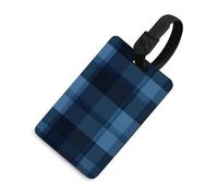 Blue Tartan Plaid Pattern Travel Luggage Tag Suitcase Identifiers Tags Carryon Backpack