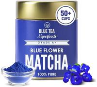 BLUE TEA - Blue Matcha Powder - 50 gm | Super Anti-Oxidant Grade | Shankhpushpi Flower Powder | Caffeine-free | Eco-Sustainable Tin Packaging