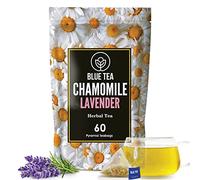 BLUE TEA - Chamomile Lavender Tea - 60 Biodegradable Tea Bags | SUPER ANTIOXIDANT | Soothing Tea | Herbal Tea | Caffeine-free - Non-GMO - Vegan - Gluten Free | Eco-Conscious Zipper Pack
