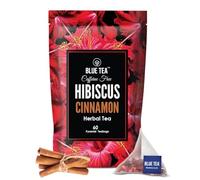 BLUE TEA - Hibiscus Cinnamon Herbal Tea - 60 Biodegradable Tea Bags | SKIN GLOW ENHANCING TEA | Caffeine-Free | Tangy & Spicy Tea | Vegan - Gluten Free | Ziplock Pouch