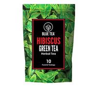 BLUE TEA - Hibiscus Green Tea Bags - 10 Premium Biodegradable Tea Bags || DETOX TEA || Hibiscus Flower Blended With Whole Leaf Green Tea - Zipper Pack