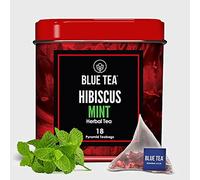BLUE TEA - Hibiscus Mint Tea -18 Biodegradable Tea Bags | SKIN GLOW ENHANCING TEA | Soothing Tea | Caffeine Free - Herbal Tea - Gluten Free | Non-GMO | Eco-Conscious Tin Packaging
