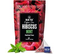 BLUE TEA - Hibiscus Mint Tea - 60 Biodegradable Tea Bags - Plant Based | ENHANCING SKIN GLOW | Tangy Flavour | Caffeine Free | Flower Based - Gluten Free - Non-GMO | Ziplock Pouch