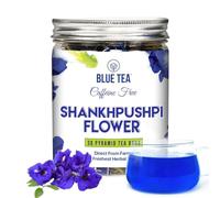 BLUE TEA - Shankhpushpi Flower - 30 Biodegradable Pyramid Tea Bags - Plant Based || Caffeine Free Herbal Tea || Gluten Free, NON-GMO | Premium Pet Jar |