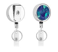 Blue Teal Lemon Badge Reel Retractable Stainless Steel Badge Clip with Lanyard Cute Badges Reel Holder Heavy-Duty Nurse Doctor Name Tag Badges Clip for Work