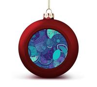 Blue Teal Lemon Christmas Ball Ornaments - Shatterproof Plastic Vintage Rustic Xmas Tree Decorations Pendant for Family Holiday Wedding Party Xmas Hanging Decoration