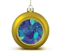 Blue Teal Lemon Christmas Ball Ornaments - Shatterproof Plastic Vintage Rustic Xmas Tree Decorations Pendant for Family Holiday Wedding Party Xmas Hanging Decoration