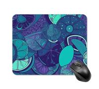 Blue Teal Lemon Mouse Pad Square Laptop Mouse Mat Cute Computer Mousepad Keyboard Pad Non-Slip Desk Pads for Gaming Office Work Home 20 * 25cm