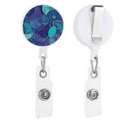 Blue Teal Lemon Retractable Badge Reel - Personalized ID Name Badge Holder with Lanyard Cute Badges Reel Holder Round Nurse Doctor Name Tag Badges Clip for Work