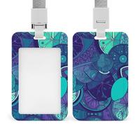 Blue Teal Lemon Retractable ID Badge Holder with Lanyard - Vertical Badge Reel,Keychain Clip,Name Tag Id Card Holder Protector for Nurse Officer Teacher Security Staff Women Men