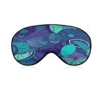 Blue Teal Lemon Sleep Mask Block Light Eye Sleep Shade Cover Comfortable Lightweight Sleeping Blindfold Soft Breathable Night Eye Cover Adjustable Band Eye Mask for Men Women