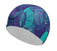 Blue Teal Lemon Swim Cap for Women Men Swimming Hat Bath Waterproof Pool Caps for Long Thick Curly Hair
