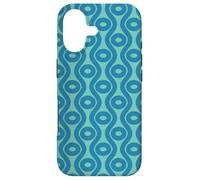 Blue Teal Wavy Lines Circles Ovals 1960s Retro Pattern Case for iPhone 17