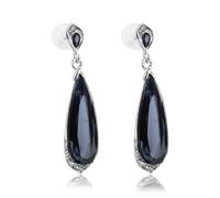 Blue Teardrop Earrings for Women, Navy Blue Silver Crystal Stone Earrings with 2 Earring Stoppers Trendy Teardrop Dangle Jewelry for Women Gift