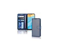 TECHGEAR Leather Wallet Case for Oppo A15 / A15s, Flip Protective Case Cover with Wallet Card Holder, Stand & Wrist Strap - Blue PU Leather with Magnetic Closure