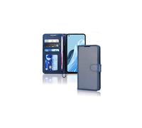 TECHGEAR Leather Wallet Case for Oppo Reno 7, Flip Protective Case Cover with Wallet Card Holder, Stand & Wrist Strap - Blue PU Leather with Magnetic Closure for Oppo Reno 7 4G