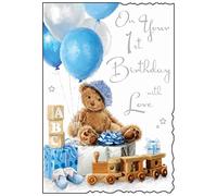 Blue Teddy 1st Birthday Card (JJ1511)