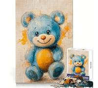 Blue Teddy Joy Jigsaw Puzzles 1000 Pieces for Adults Smart Challenge Peaceful Escape Fine Lock Ideal Present (38X26CM)