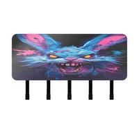 Blue Terror Rabbit Dark Pop Art Key for Wall with Mail Organizer & 5 Self-Adhesive Hanging Wall Hook for Home Decor Living Room Doorway