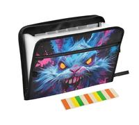 Blue Terror Rabbit Dark pop Art Plastic Expanding File Folder 13 Pockets A4 Letter Size with Zipper Closure for Office Folder Organizer with Pockets expando
